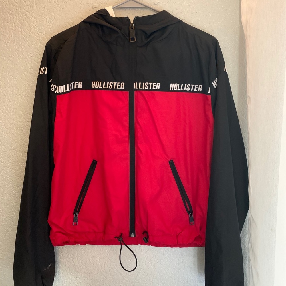 Hollister red and black logo windbreaker